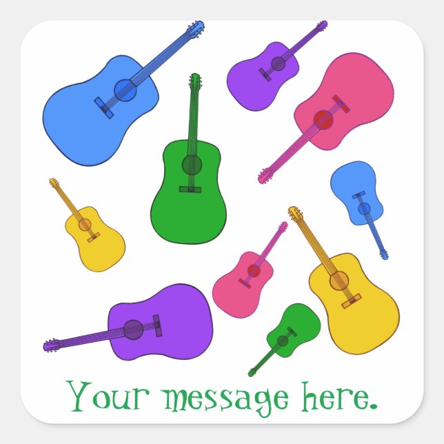 Collage de guitarra colorida tus Pegatinas de mens (Anverso)