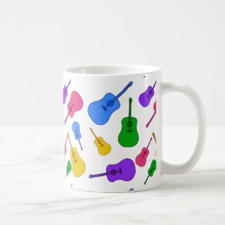Collage de guitarra colorido en tazas de colores a