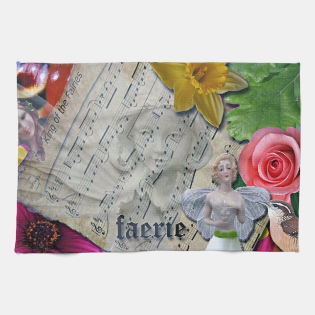 Collage de hadas, toalla de cocina, (Horizontal)