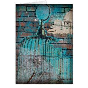 Collage de jaulas de pájaro Medios mixtos en blanc