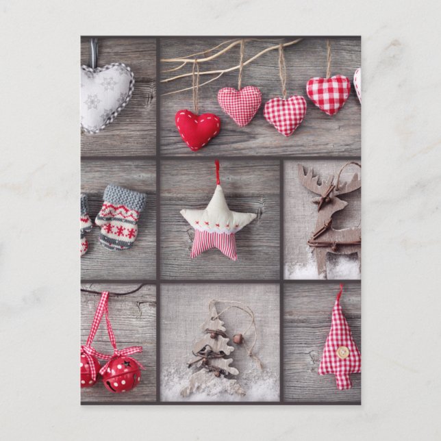 Collage de las fotos del navidad sobre la madera (Anverso)