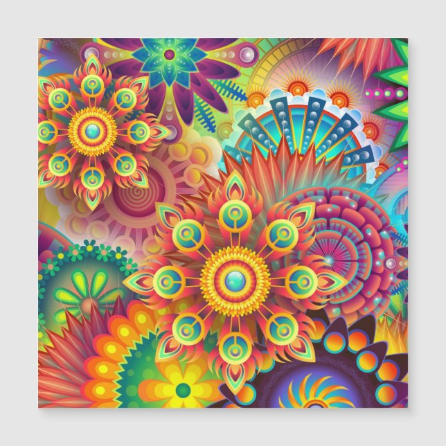 Collage de Mandala Floral Tarjeta magnética psicod (Anverso)