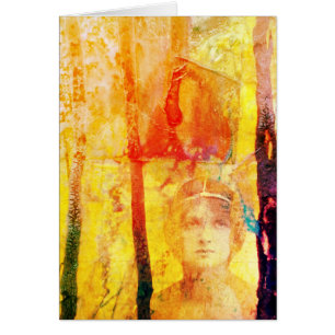 Collage de medios mixtos, tarjeta de saludo en bla