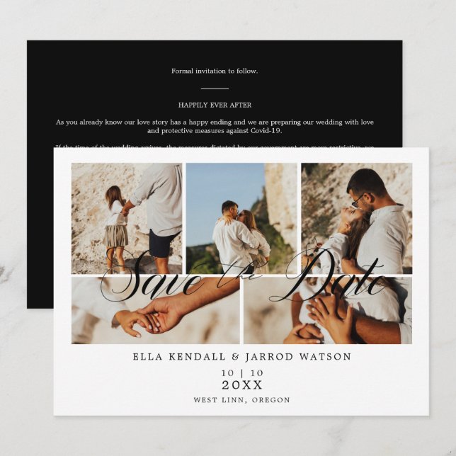 Collage de moda negra Covid19 Moda 5 Bodas de foto (Anverso / Reverso)