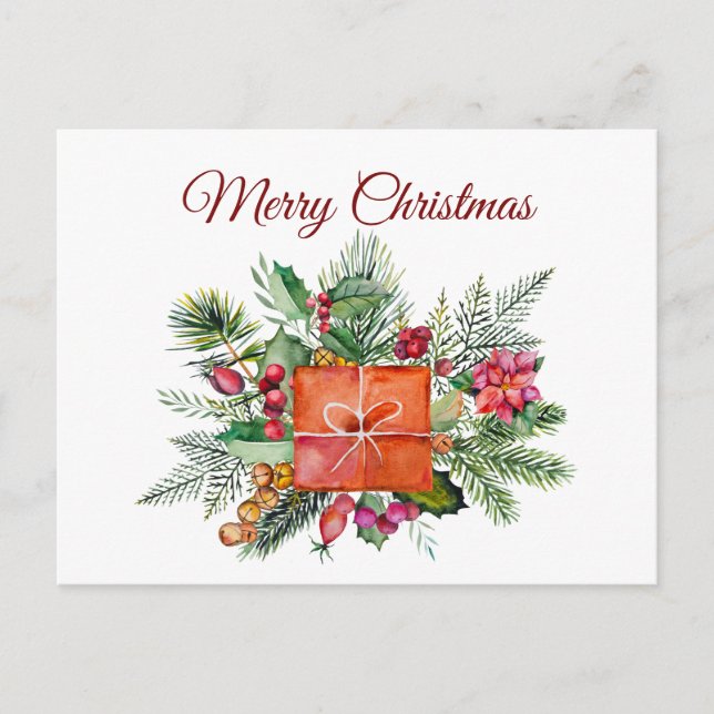 Collage de Navidad con Acuarela de Feliz Navidad (Anverso)