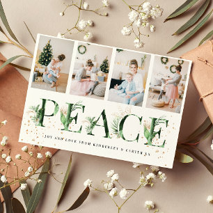 Collage de Navidad con Follaje Tropical y Oro PAZ