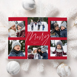 Collage de Navidad con guión alegre moderno rojo 6