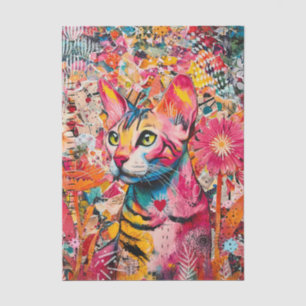 Collage de papel de seda mixto de gato