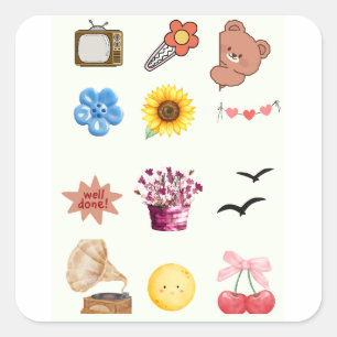 Collage de pegatinas de diario vintage lindo