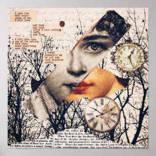 Collage de poema de amor vintage Arte sepia romá