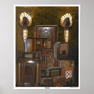 Collage de Posters de radio de madera antigua/anti