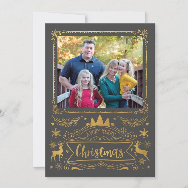 Collage de Relieve metalizado dorado sobre Navidad (Anverso)