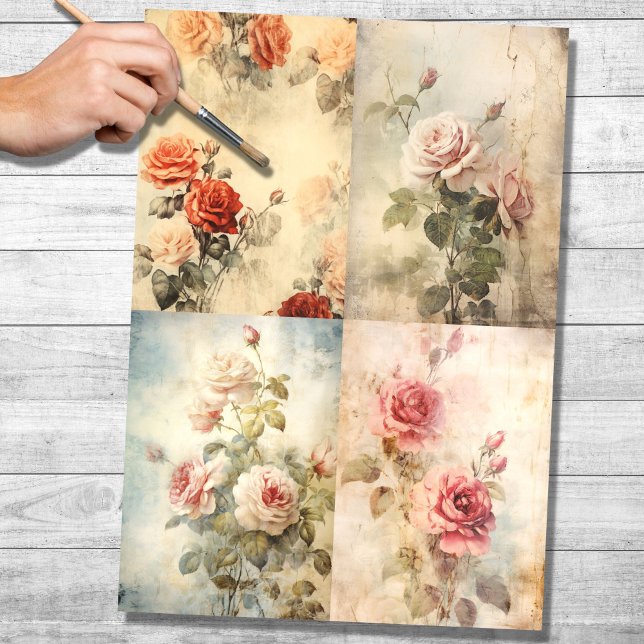Collage de Rosas de época 1 Papel de desconchamien (Subido por el creador)