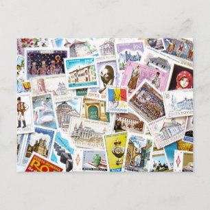 Collage de sellos postales antiguos de Rumania