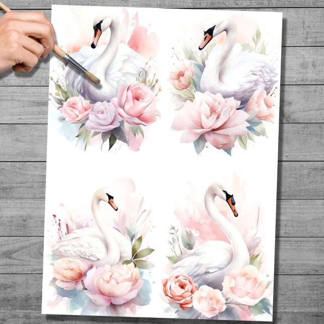 Collage de Shabby Chic Swan 1 Papel de descodifica (Subido por el creador)