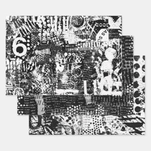 Collage de texto de medios mixtos o papel de desco