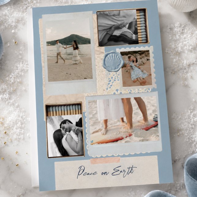 Collage de viaje costero Foto familiar Navidad (Coastal Travel Collage Family Photo Christmas Holiday Card)