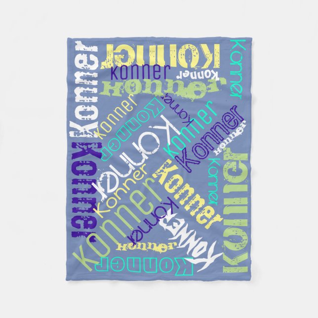 Collage del nombre de la manta azul personalizado (Anverso)