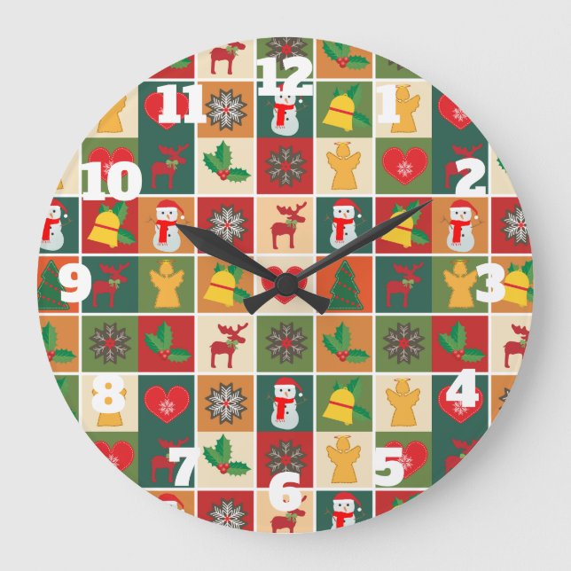 Collage del reloj de pared redonda de navidades co (Anverso)