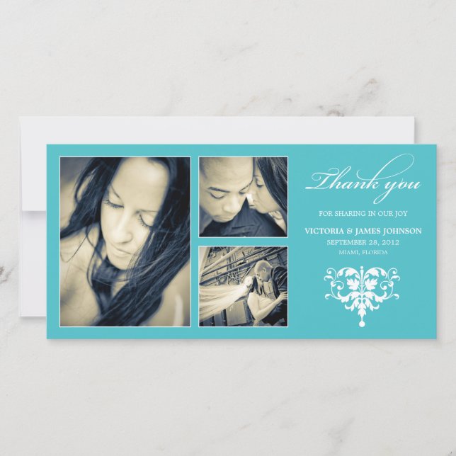 COLLAGE FORMAL TURQUÍSTICO | BODA GRACIAS TARJETA (Anverso)