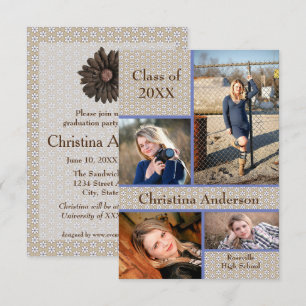 Collage marrón - Invitación de graduación 3x5