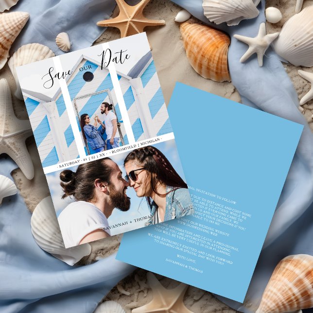 Collage moderno elegante 2 fotos Boda de pareja (Modern Elegant Collage 2 Photos Couple Wedding Save the Date. )