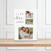 Collage moderno Pareja foto y Live Love Laugh Gift