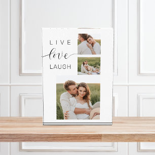 Collage moderno Pareja foto y Live Love Laugh Gift