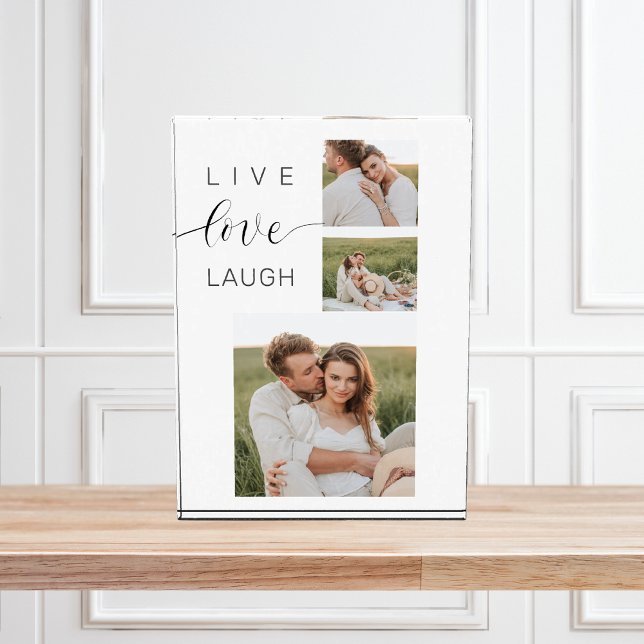 Collage moderno Pareja foto y Live Love Laugh Gift (Subido por el creador)