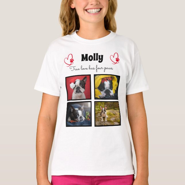 Collage personalizado de perro 4 camisetas de foto (Anverso)