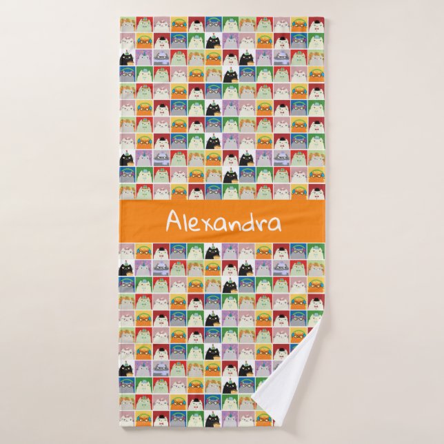 Collage Personalizado Gracioso Gatos Naranja moder (Toalla de baño)