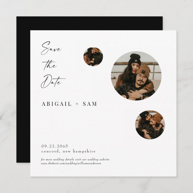 Collage Photo Square Guardar la invitación de fech (Anverso / Reverso)