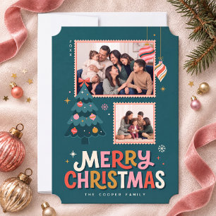 Collage Retro de Tarjeta Postal Feliz Navidad