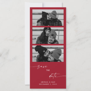 Collage Rojo Foto B/N Tarjeta Larga de Boda Save t