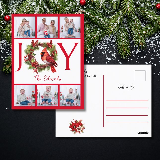 Collage Seis Fotos | Postal de Navidades rojos ale (Spread joy this holiday season with a stylish postcard! Personalize and order yours today!)