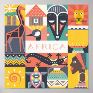 Collage simbólico africano del arte