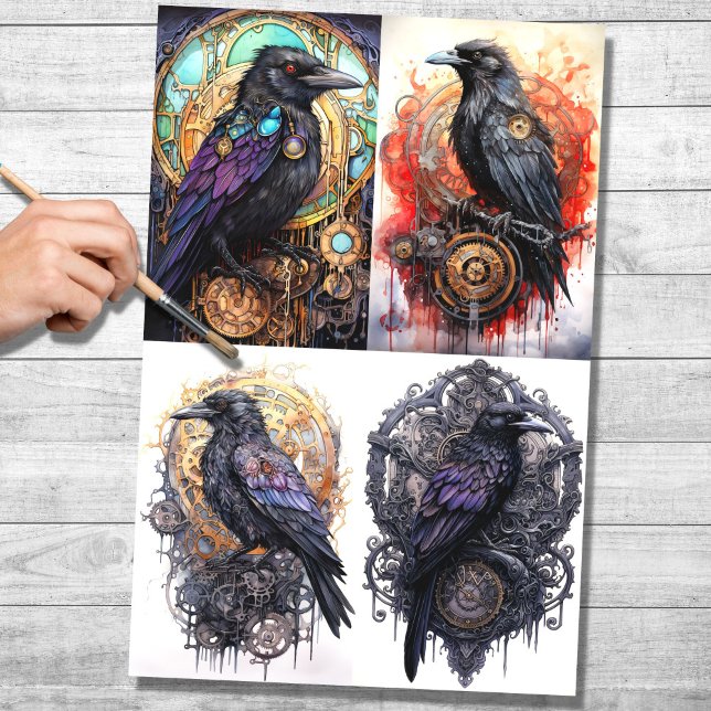 Collage Steampunk Raven 1 Papel de descodificación (Subido por el creador)