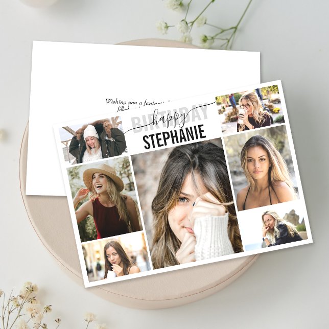 Collage | Tarjeta de felicitación de cumpleaños de (Personalize the collage birthday greeting card to create a special keepsake for your loved one!)