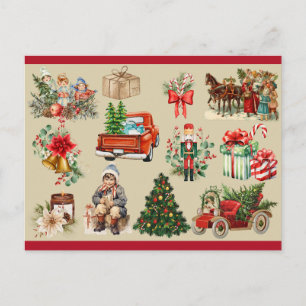 Collage vintage de Navidad dorado