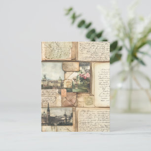 Collage vintage de postales con letras europeas