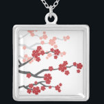 Collar asiático rojo Sakura oriental de flores de<br><div class="desc">Diseñado por fat*fa*tin. Fácil de personalizar con su propio texto,  foto o imagen. Para solicitudes de personalizados,  por favor contacte directamente con fat*fa*tin. Se cobran cargos por personalizado. www.zazzle.com/fat_fa_tin www.zazzle.com/color_therapy www.zazzle.com/fatfatin_blue_knot・・・・・・・. www.zazzle.com/fatfatin_red_knot www.zazzle.com/fatfatin_mini_me www.zazzle.com/fatfatin_box</div>