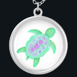 Collar caprichoso de color púrpura<br><div class="desc">Hermosa adorable pintado en una tortuga acuarela con estampado cardíaco por Sarah Trett.</div>