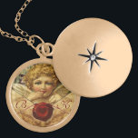 Collar Con Colgante ANGEL HEART WAX SEAL PARCHMENT MONOGRAM Valentine<br><div class="desc">Elegante,  clásico y elegante diseño con cupido romántico,  foca de cera roja,  corazón y flecha en un antiguo pergamino marrón adecuado para románticos compromisos,  bodas,  navidades,  vacaciones,  uso familiar o profesional.</div>