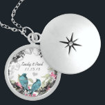 Collar Con Colgante Aniversario de las Aves de la Vieja boda<br><div class="desc">Aves amorosas Mantengan los Collares Escojan Plata o Plata Estridente</div>