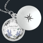 Collar Con Colgante Boda Fecha Aves Vintage Homenaje<br><div class="desc">Collares de sake Elija Plata o Plata Estridente</div>