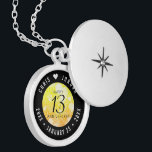 Collar Con Colgante Elegante 13° Aniversario del Boda de la Citrina<br><div class="desc">¡Celebremos con estilo el 13 aniversario del boda con esta canasta conmemorativa! Elegante serif negro y sans serif grabados con confeti hexagonal en un fondo de mosaico amarillo-naranja añaden un toque memorable para esta ocasión especial y un hito. Personalizar con los nombres de la feliz pareja, y fechas para su...</div>