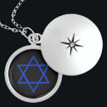 Collar Con Colgante estrella esterlina de david, azul brillante sobre<br><div class="desc">estrella esterlina de david,  azul brillante sobre negro</div>