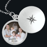 Collar Con Colgante Foto de la Navidad del Bebé Bendecido para siempre<br><div class="desc">Un locket especial de plata con foto de personalizado para el bebé o para su esposa, escrito con "bendecido para siempre" y perfecto como un regalo de bautizo o bispo. La plantilla está configurada para que usted añada su propia foto de su familia, los padrinos del bebé o una foto...</div>
