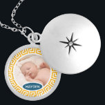 Collar Con Colgante Foto de Personalizado geométrico amarillo moderno<br><div class="desc">Moderna taquilla personalizado personalizada con marco geométrico amarillo moderno.</div>