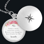 Collar Con Colgante Hoy una novia madre de la novia Keepsake<br><div class="desc">Hoy una novia,  mañana una esposa. Para siempre tu hija,  mejores amigos de por vida. Personalice este diseño floral de bonito con su nombre y hará un regalo de mantenimiento para su madre.</div>
